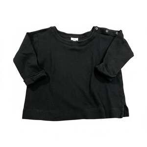 J.Jill Black Textured Knit Long Sleeve Top with Button Shoulder Detail Size Medi